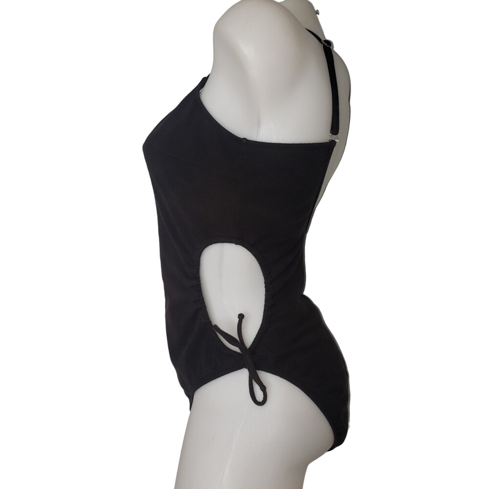 NEWPORT NEWS SWIM Black One Piece Swimsuit Cut Out Side Size 14